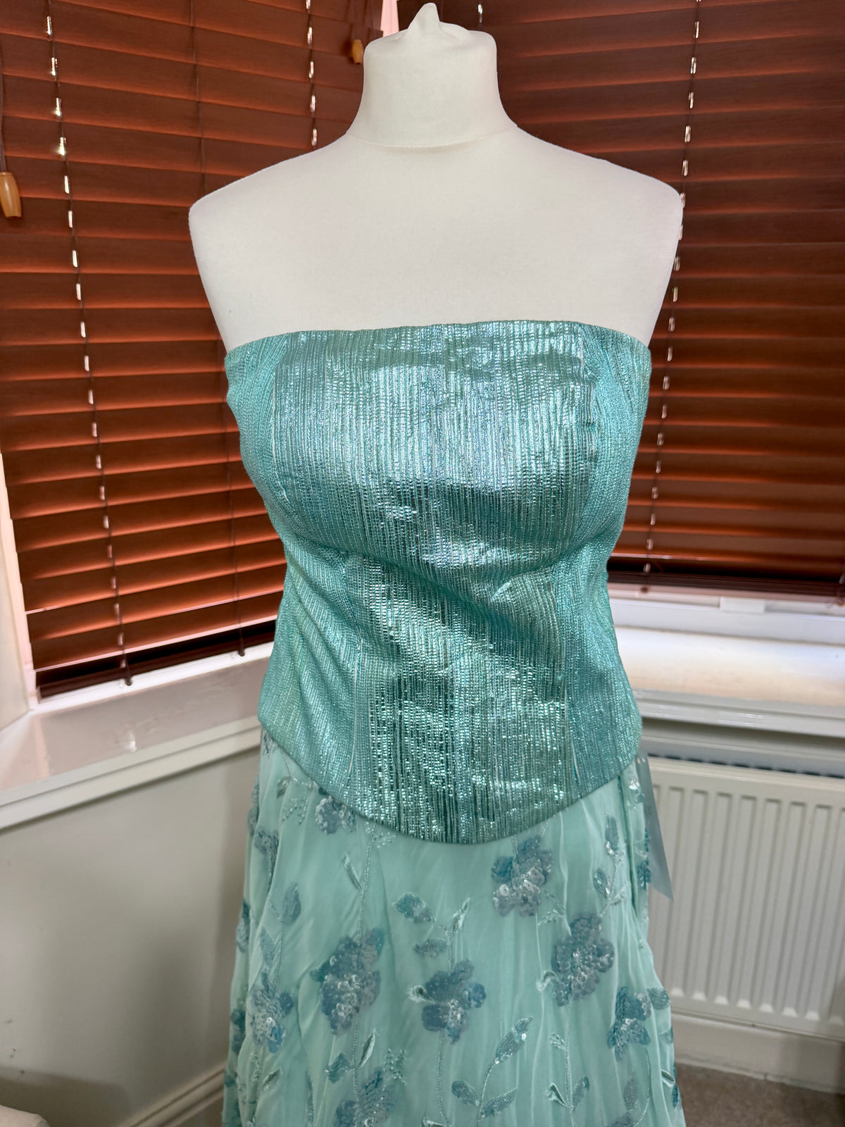 Mint Blue Shiny Corset Lehenga