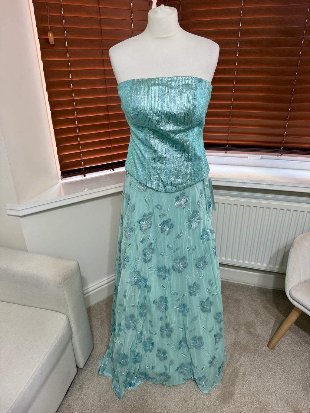 Mint Blue Shiny Corset Lehenga