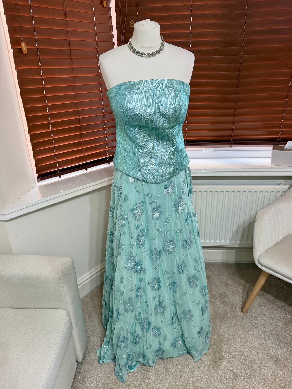 Mint Blue Shiny Corset Lehenga