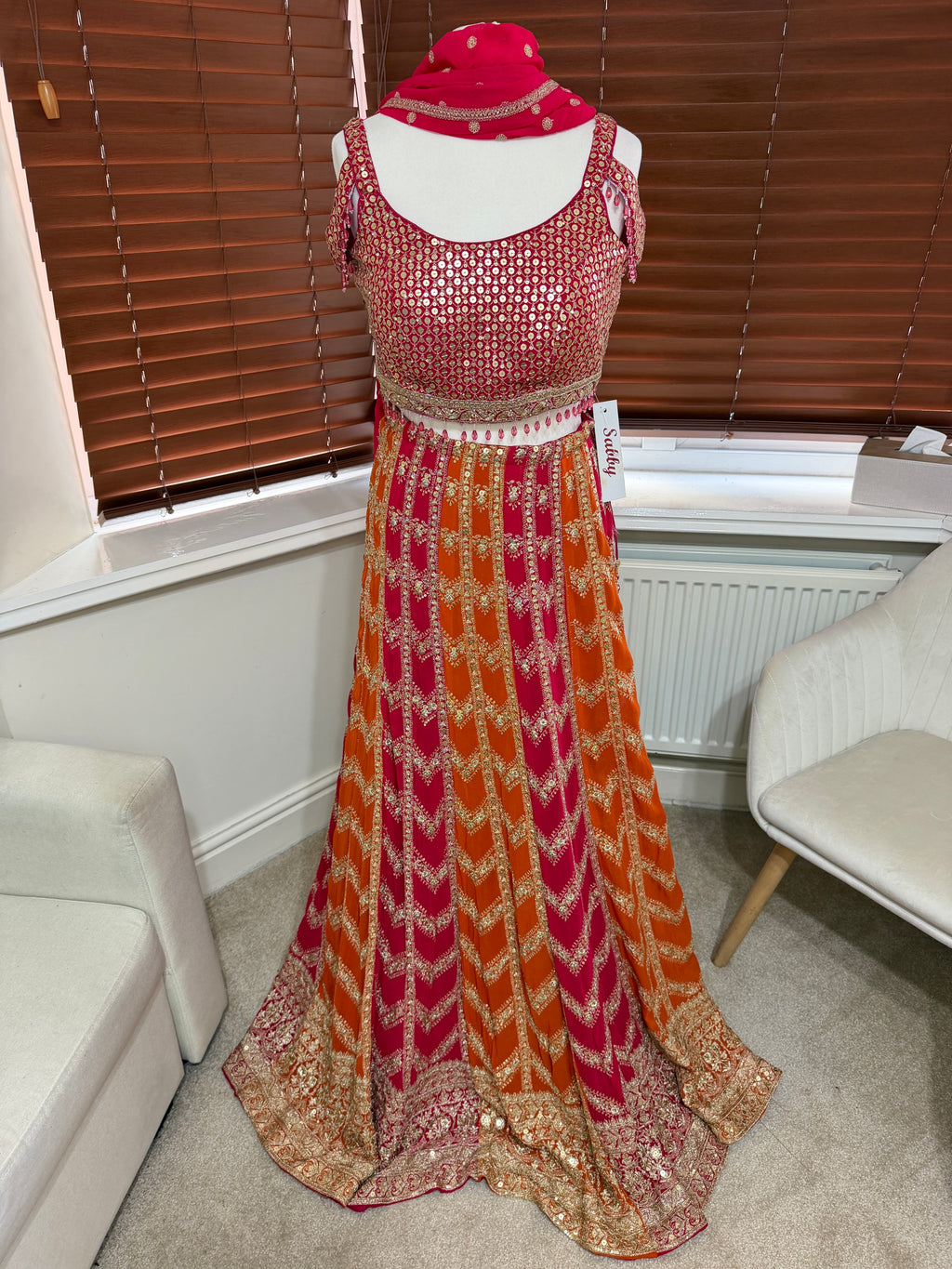 Pink Orange & Gold Lehenga