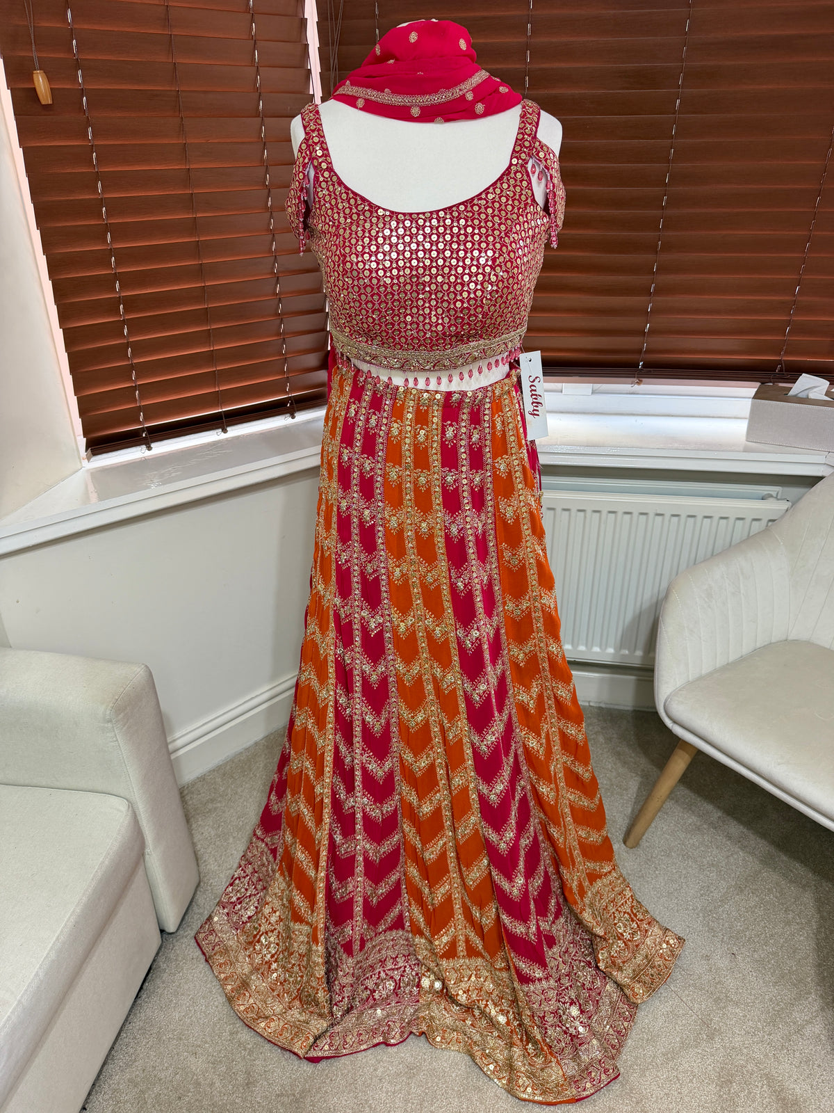 Pink Orange & Gold Lehenga
