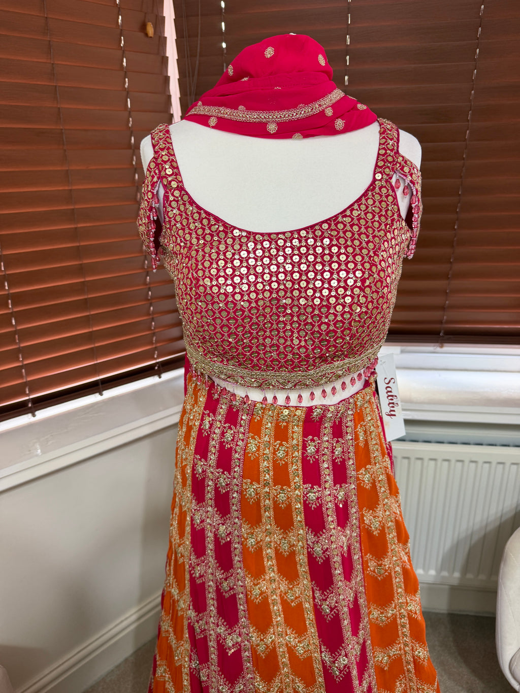Pink Orange & Gold Lehenga