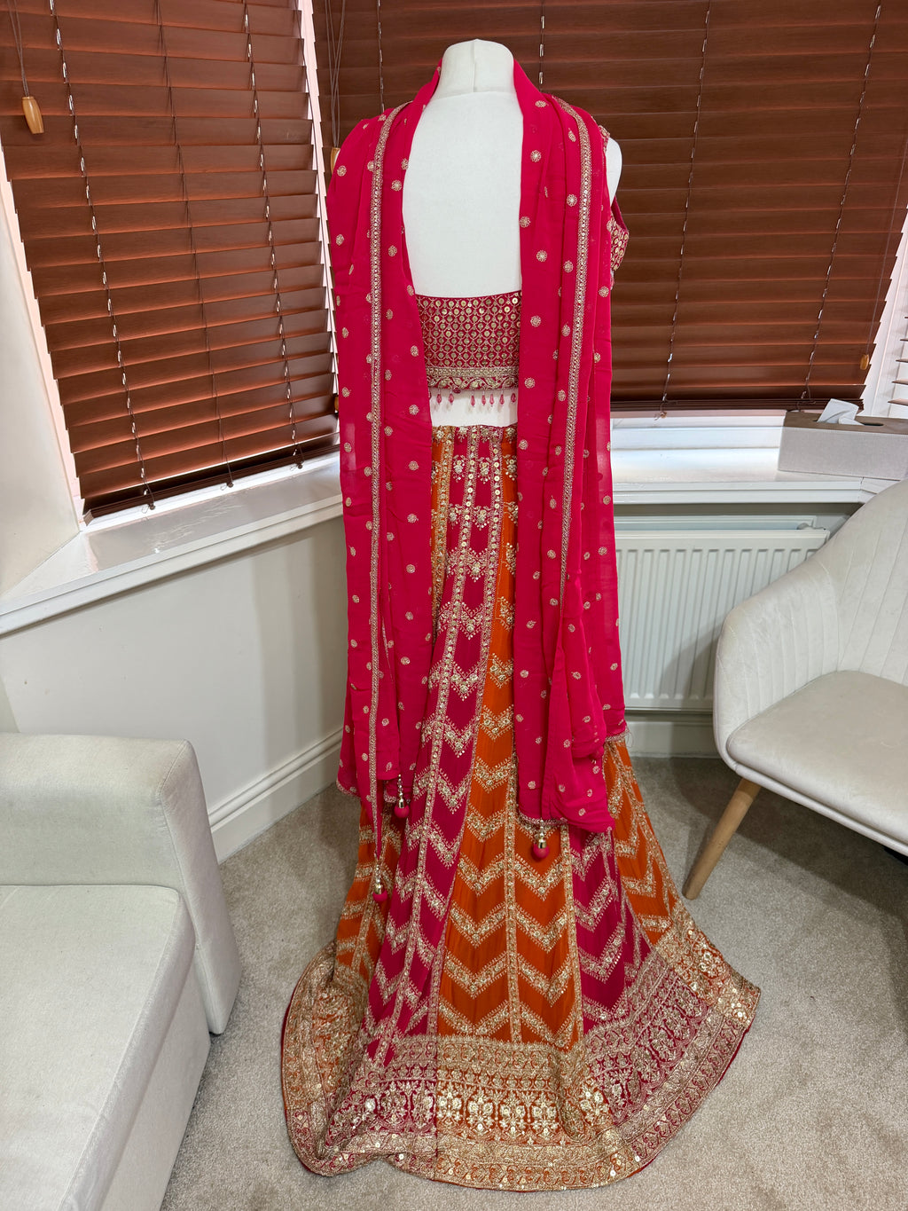 Pink Orange & Gold Lehenga