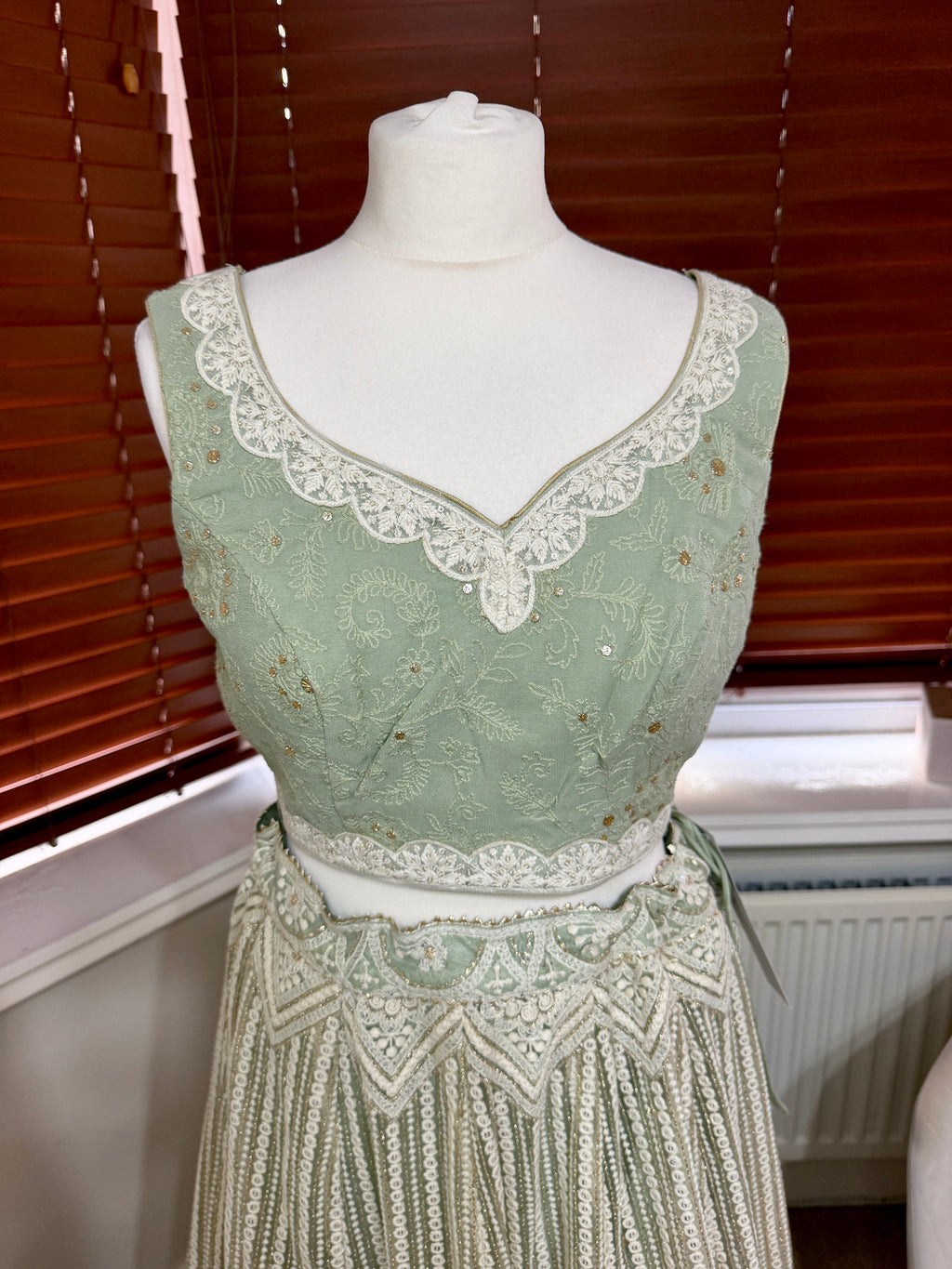 Sage Green Embroidered Lehenga Set