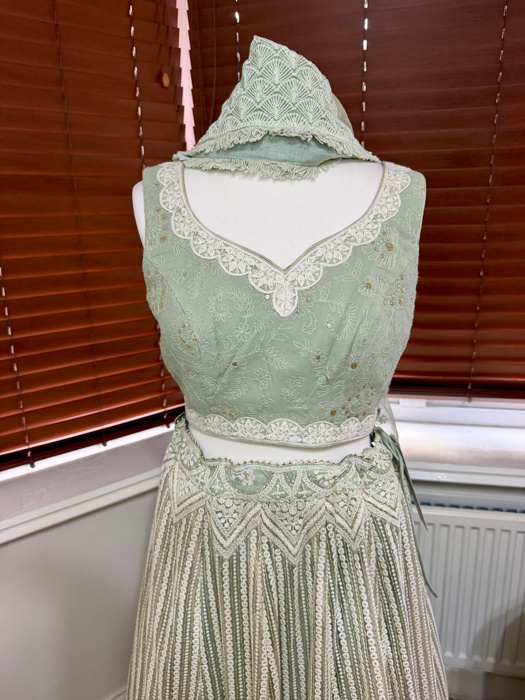 Sage Green Embroidered Lehenga Set