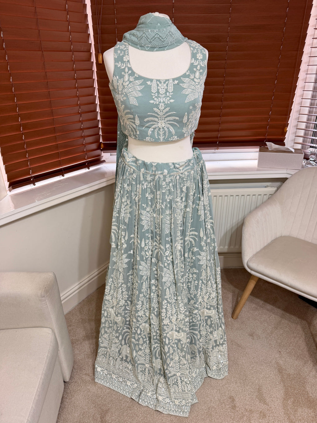 Light Blue Floral Lehenga Set