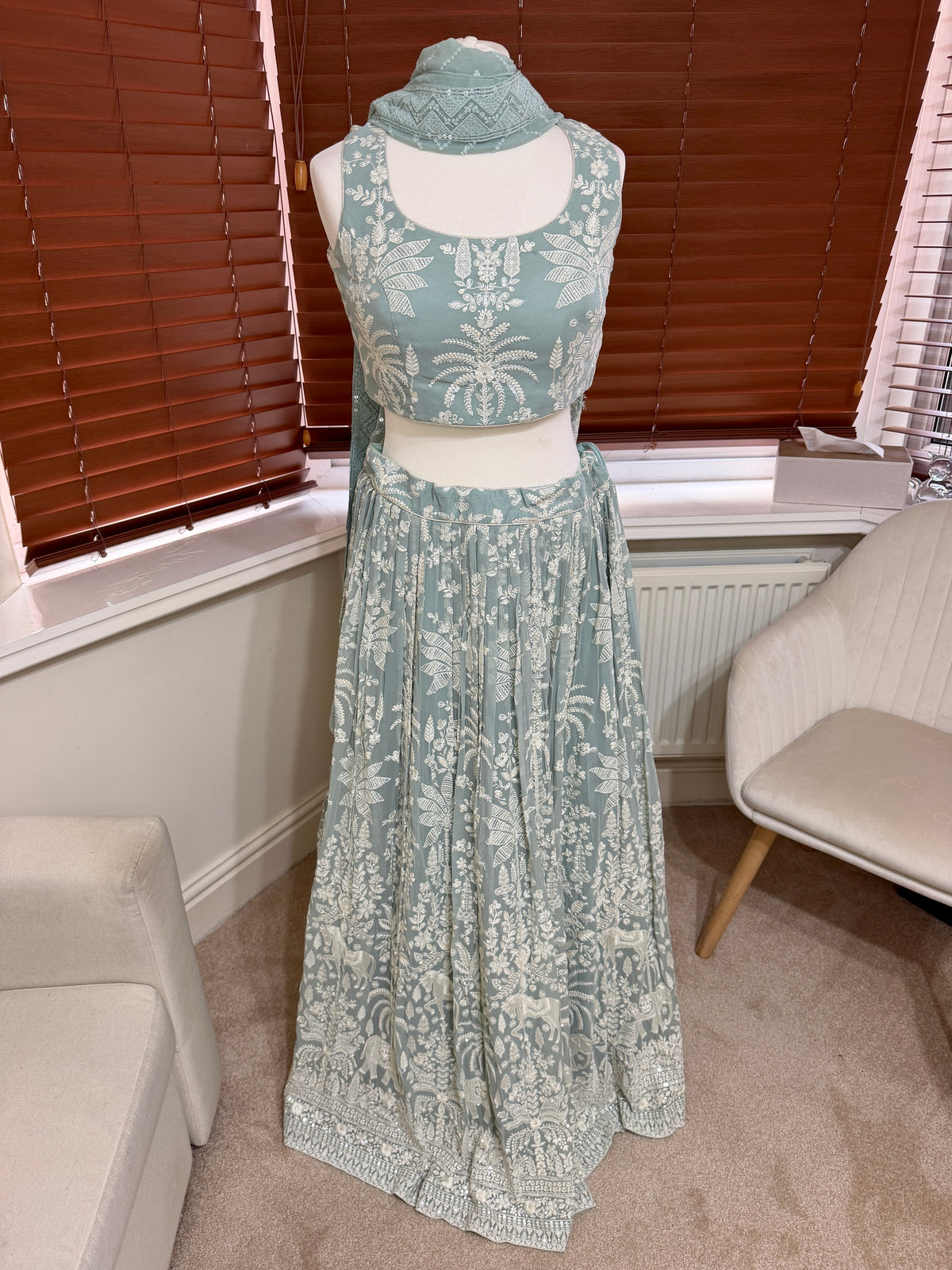 Light Blue Floral Lehenga Set