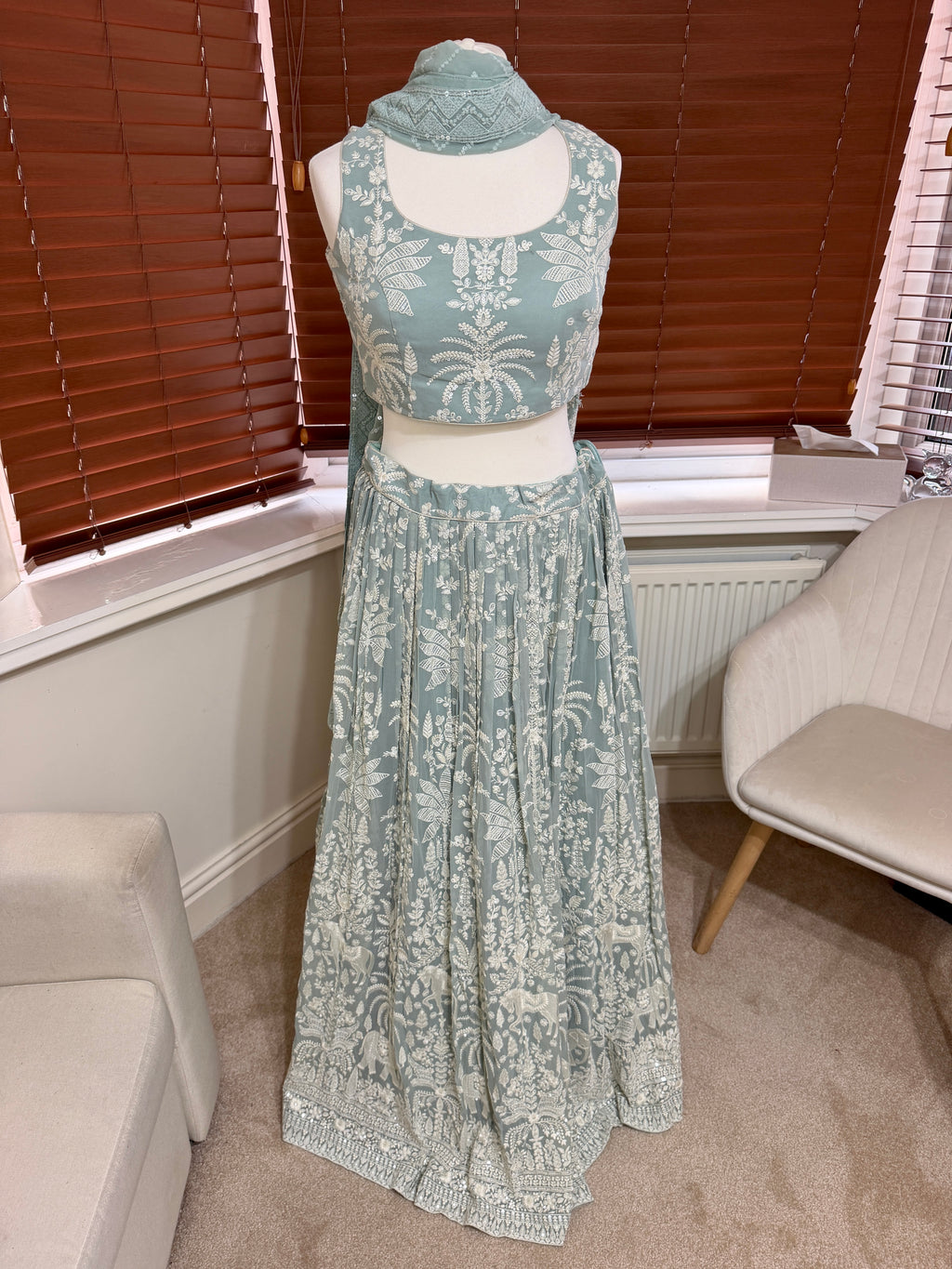 Light Blue Floral Lehenga Set