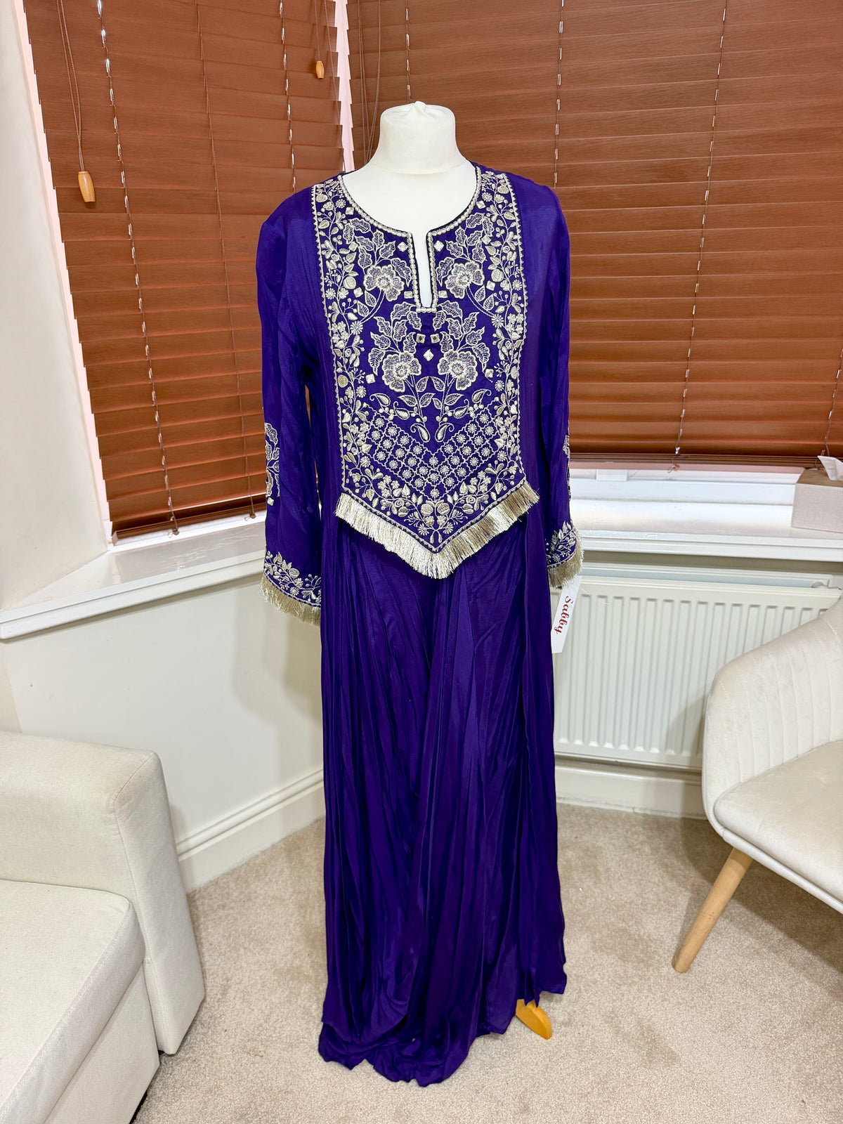 Purple Silver Embroidered Kaftan