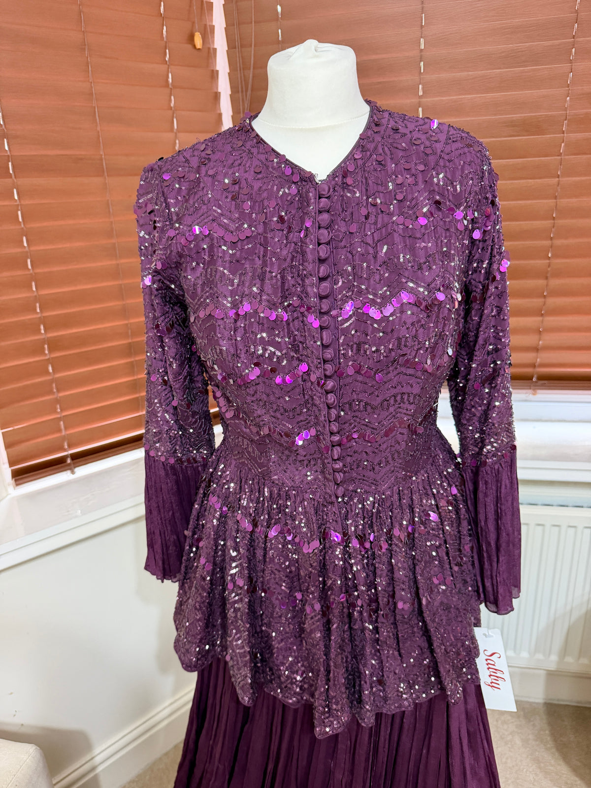 Deep Plum Sequin Jacket Lehenga Set