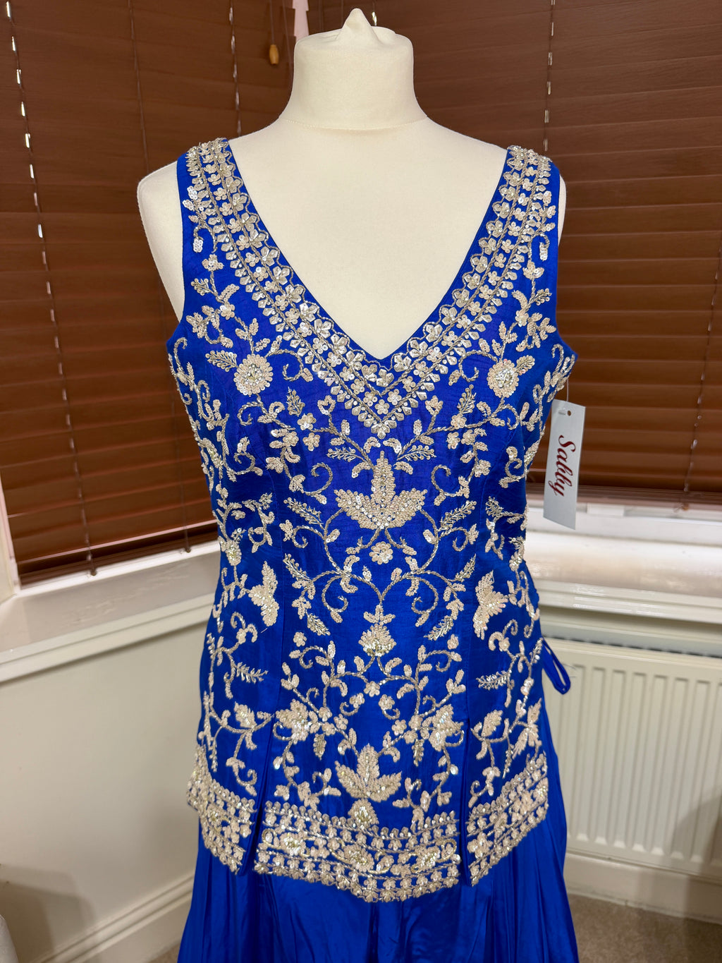 Sleeveless Electric Blue Sharara with Embroidery