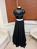Black Lehenga with Corset & Embellished Cropped Jacket