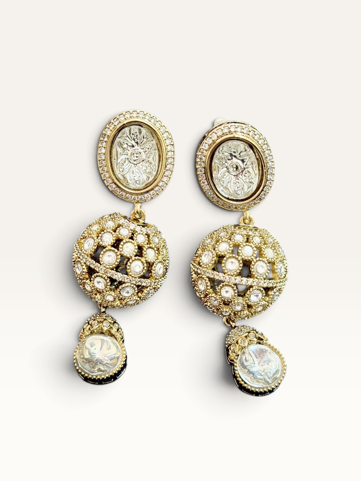 Long Polki-Style Statement Earrings by Sabby Clothing