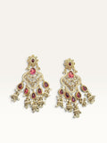 Ruby Red Antique-Gold Drop Earrings by Sabby Clothing