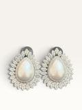 Pear-Shaped Crystal & Pearl Drop Earrings by Sabby Clothing