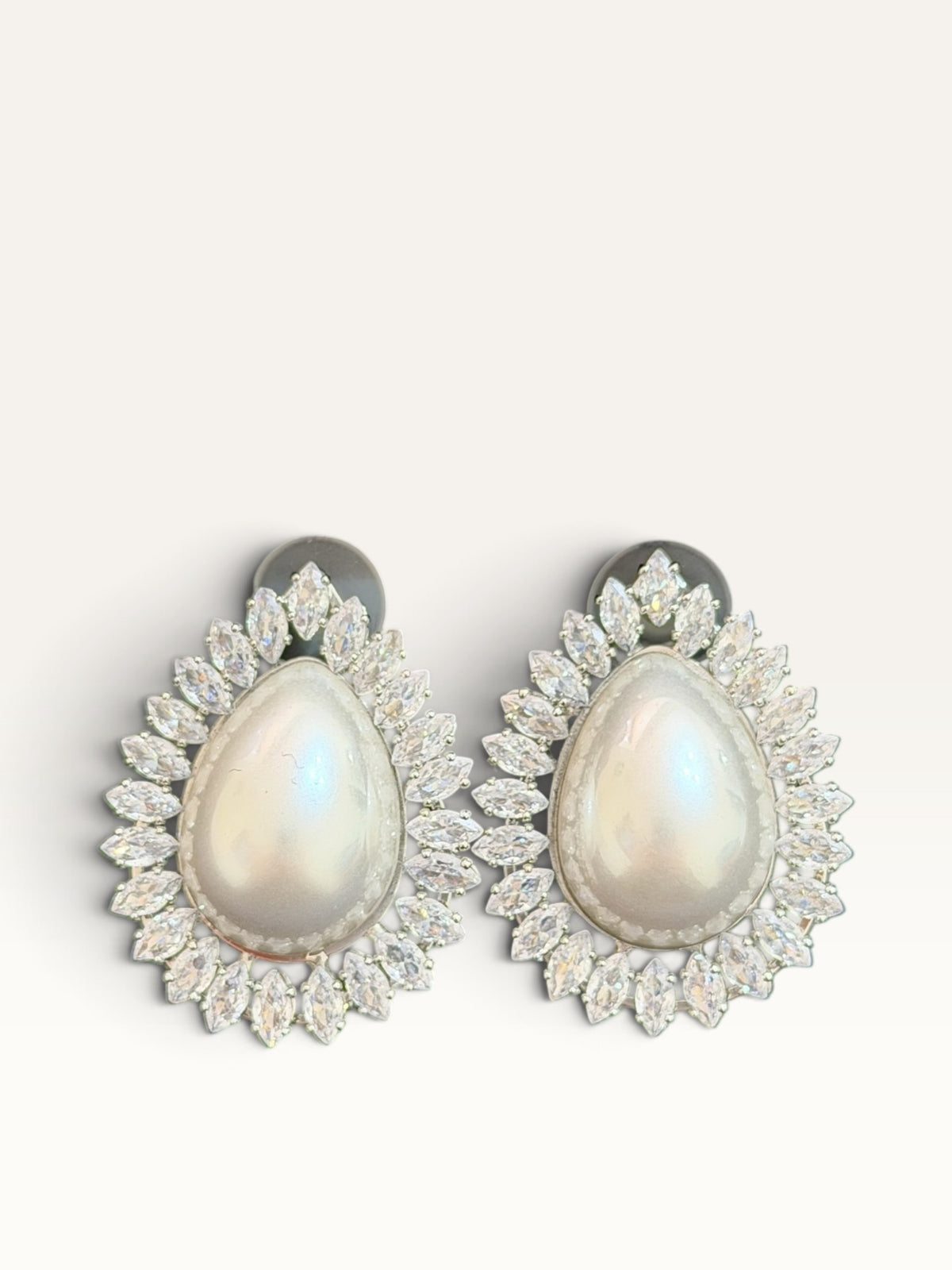 Pear-Shaped Crystal & Pearl Drop Earrings by Sabby Clothing