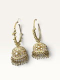 Kundan-Style Hoop Jhumka Earrings by Sabby Clothing