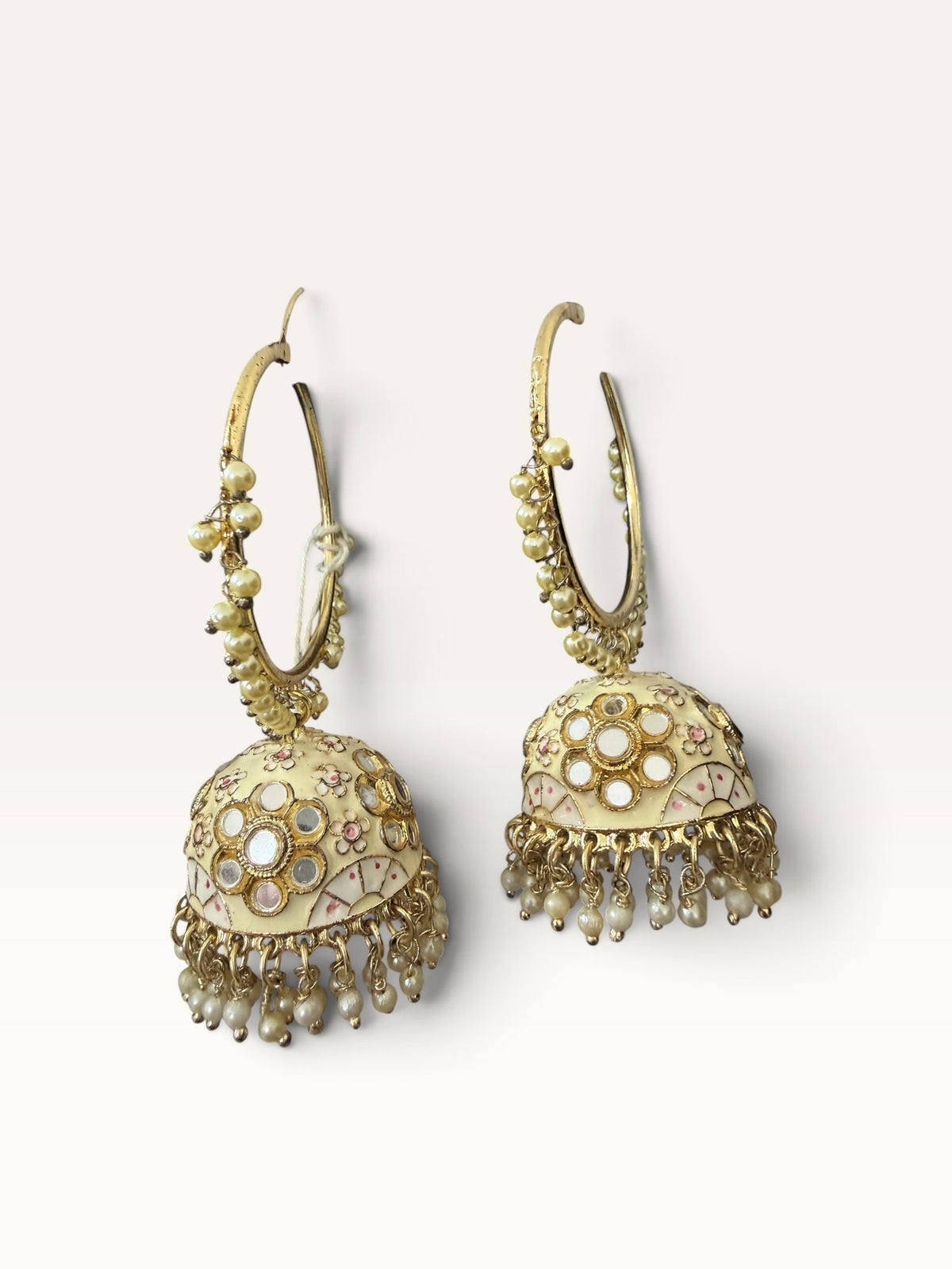 Kundan-Style Hoop Jhumka Earrings by Sabby Clothing