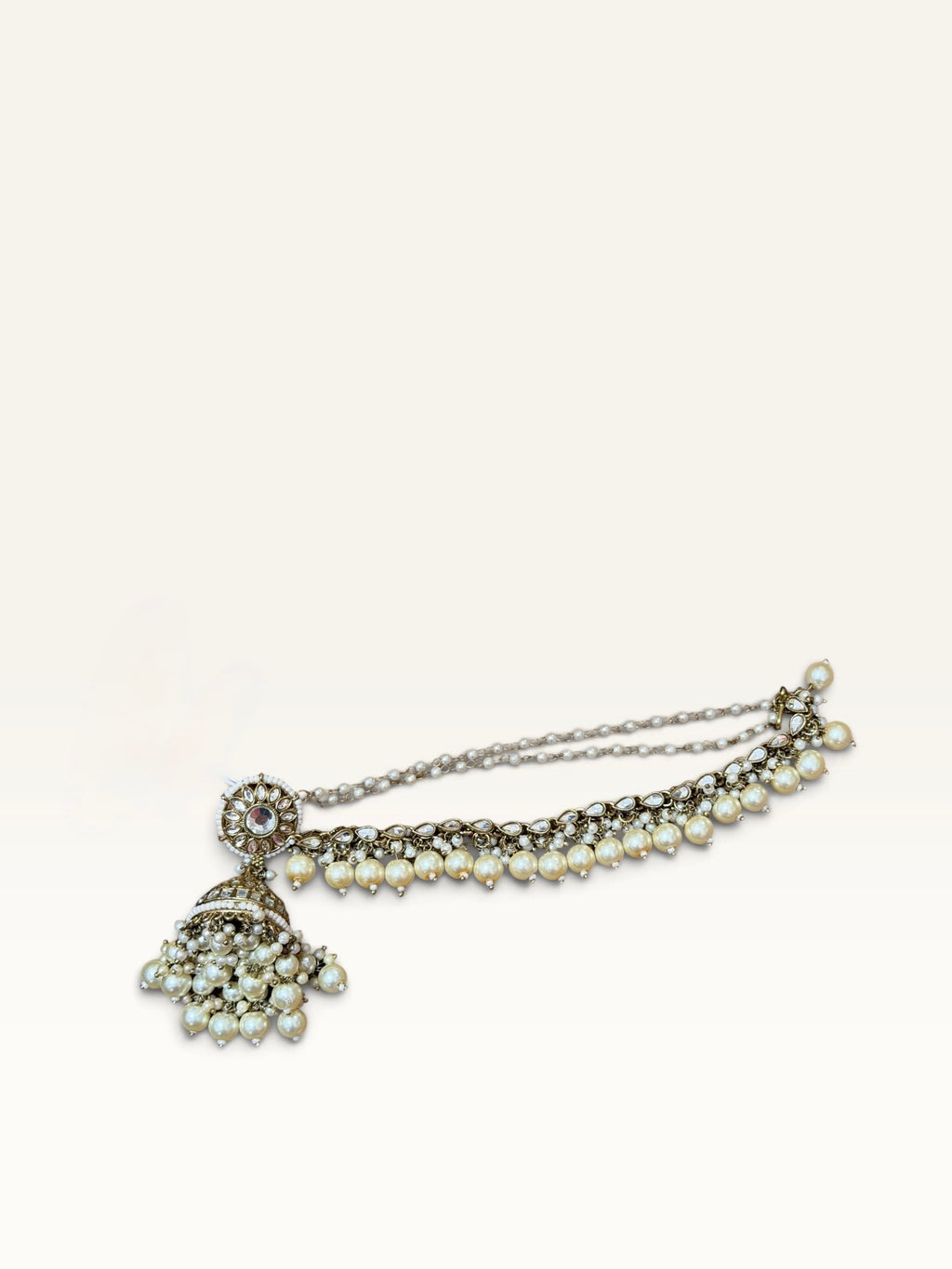 Ivory Pearl Kundan-Style Earring Chains