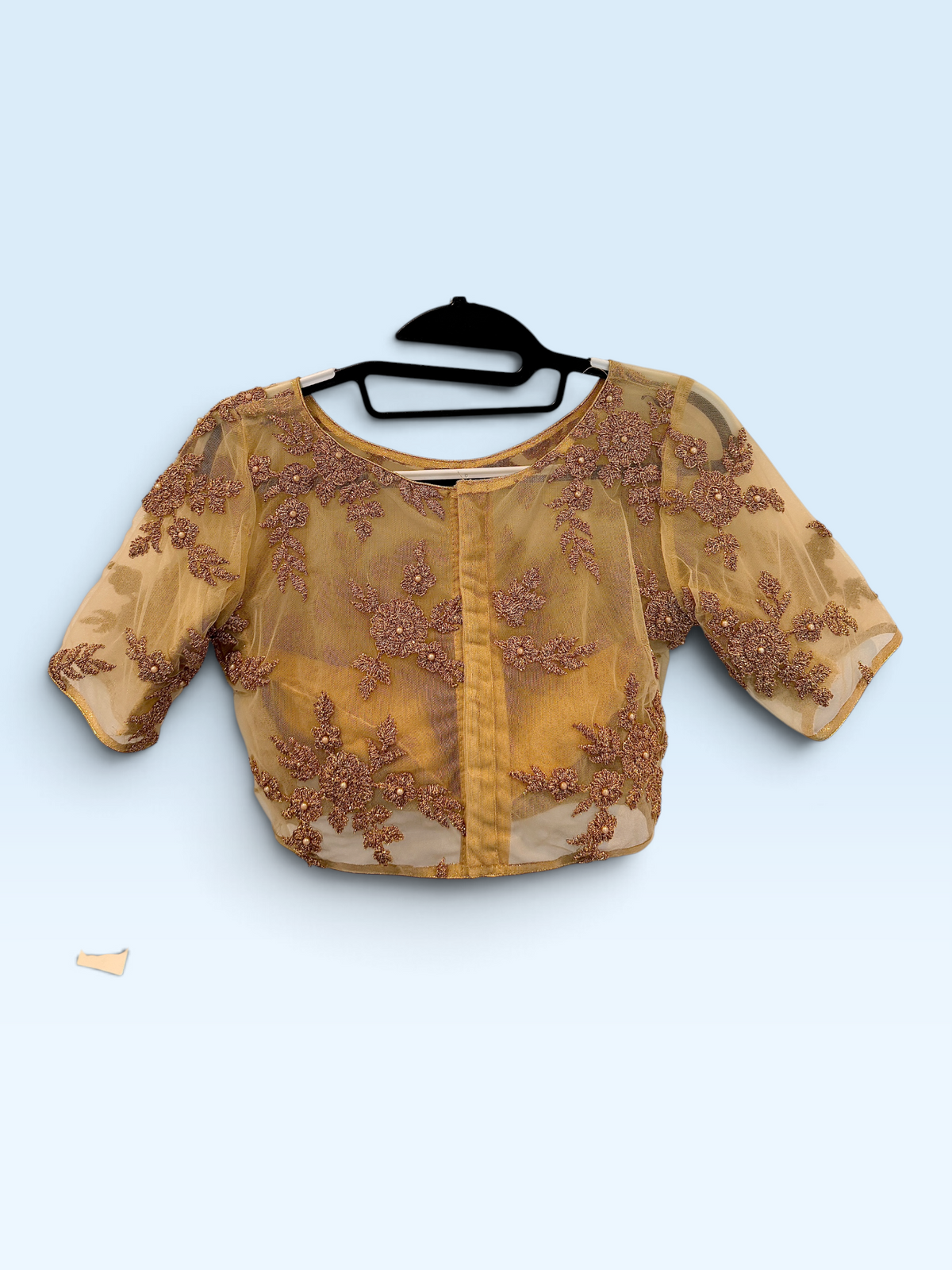Antique Gold Floral Net Blouse – back view