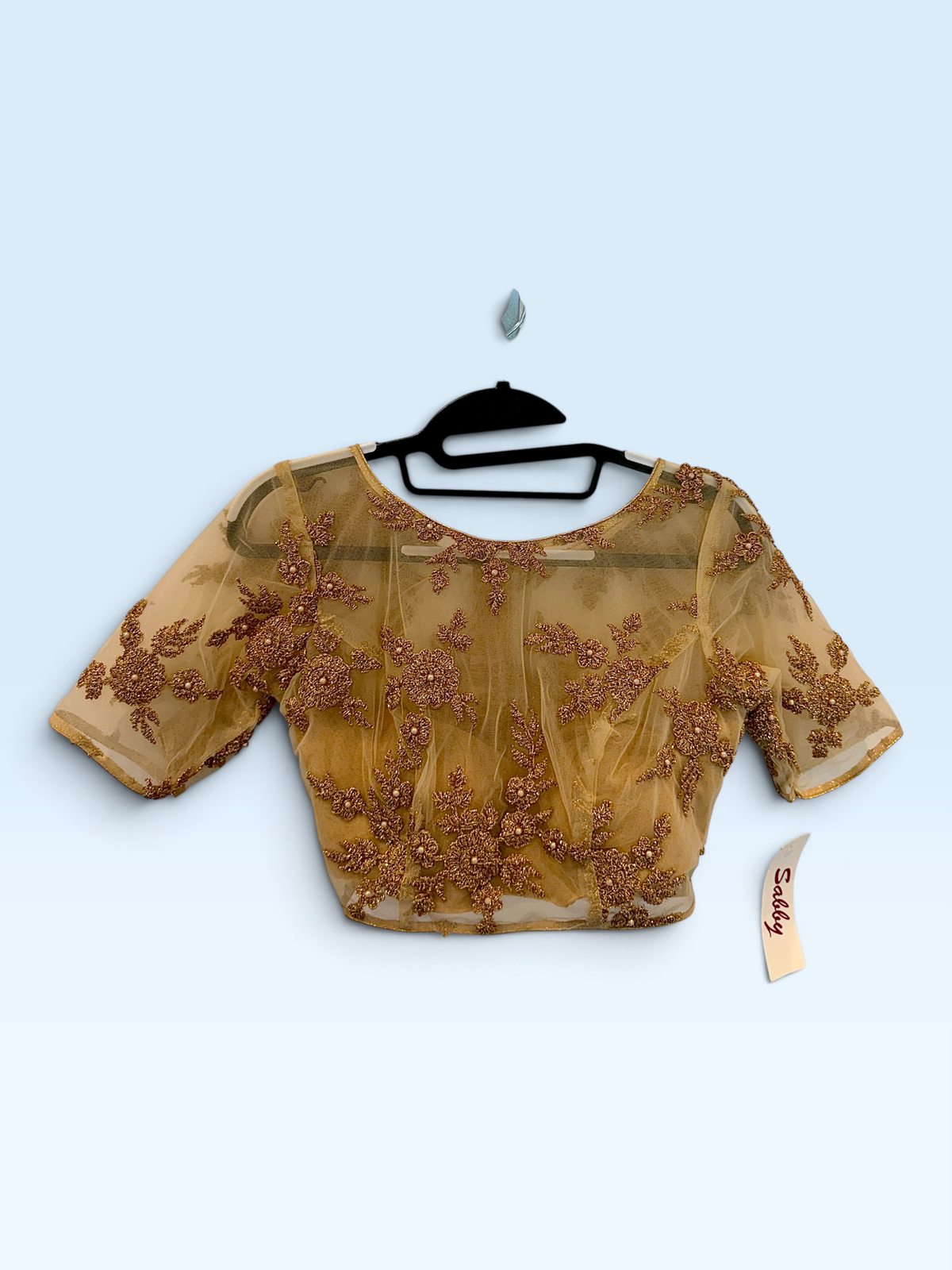 Antique Gold Floral Net Blouse – front view