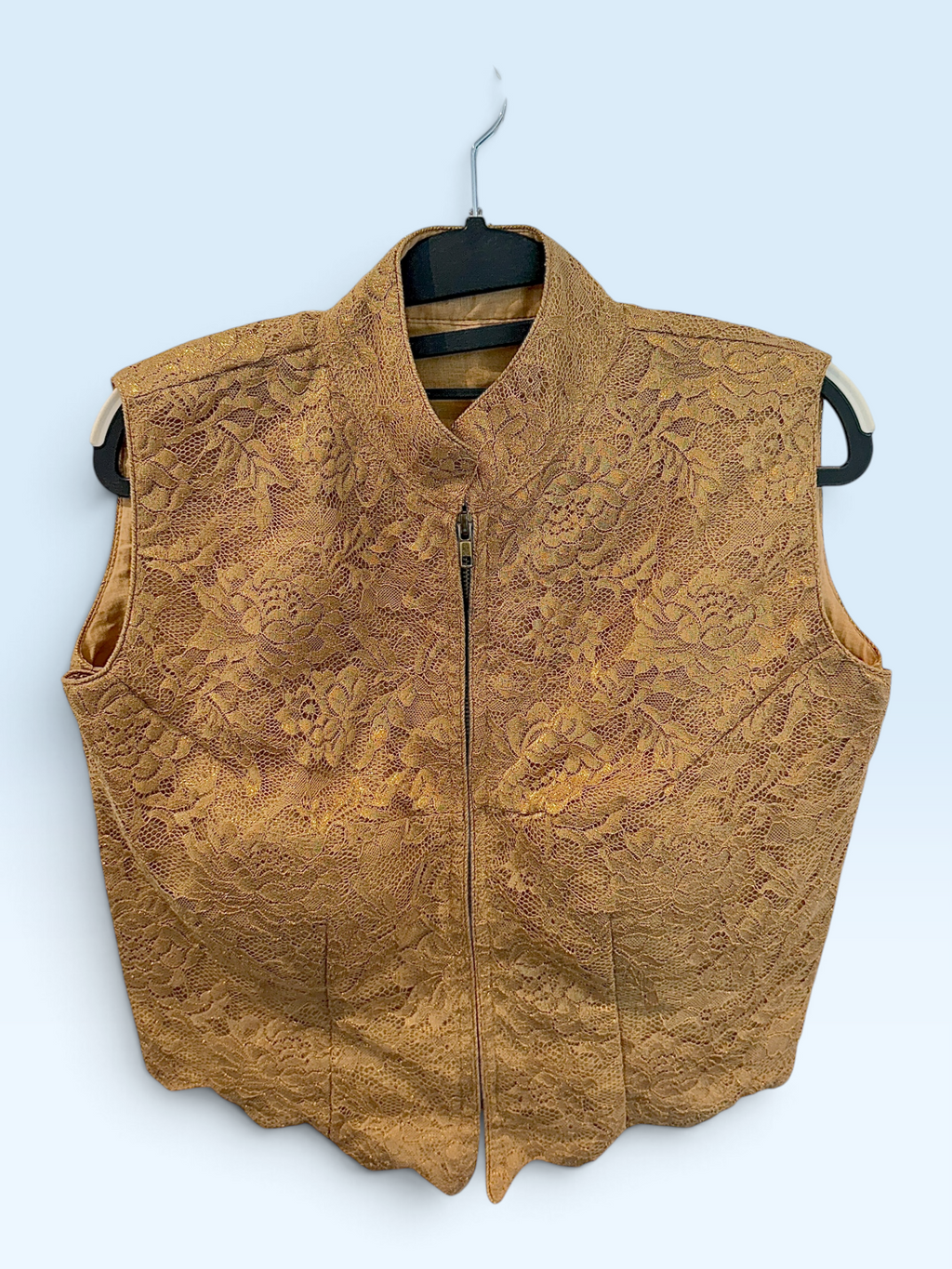 Antique Gold Lace Waistcoat Blouse – front view
