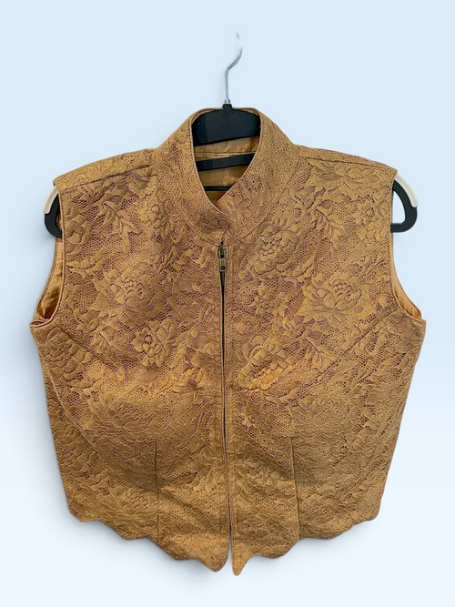 Antique Gold Lace Waistcoat Blouse – front view