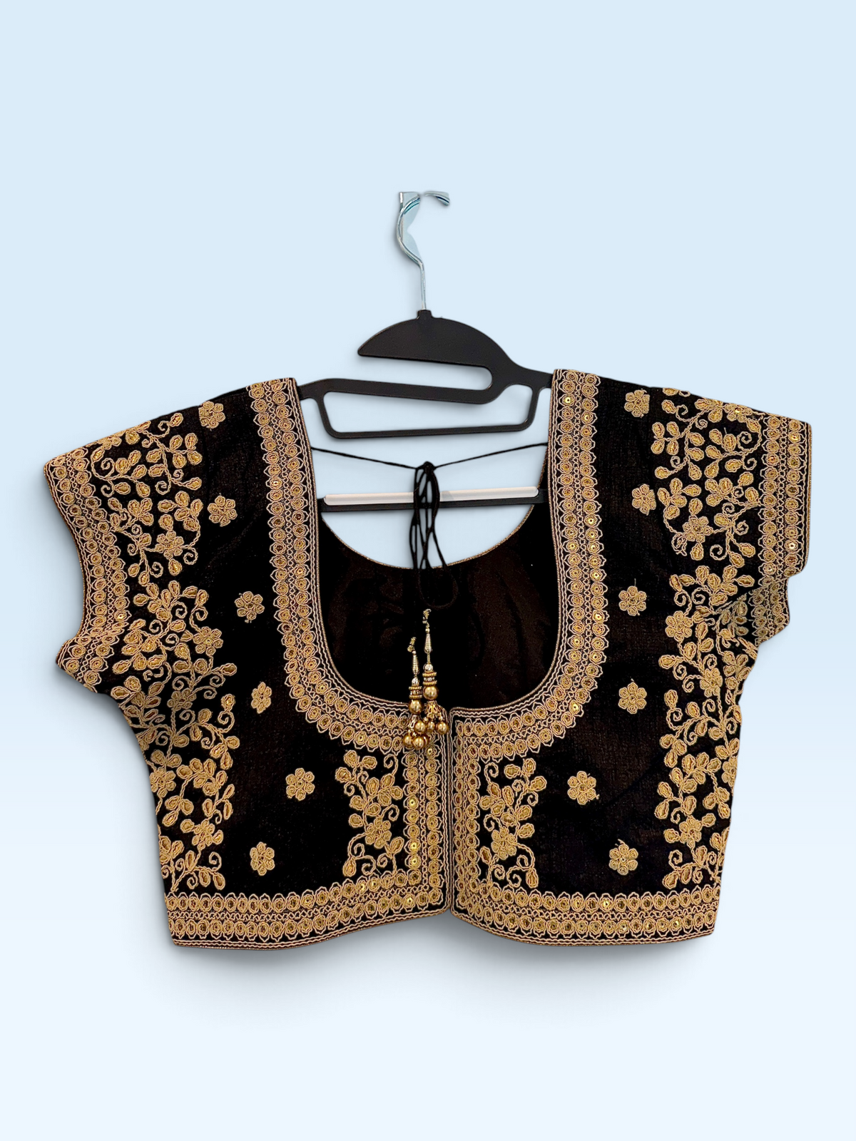 Black & Gold Embroidered Statement Blouse – back view