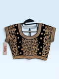 Black & Gold Embroidered Statement Blouse – front view
