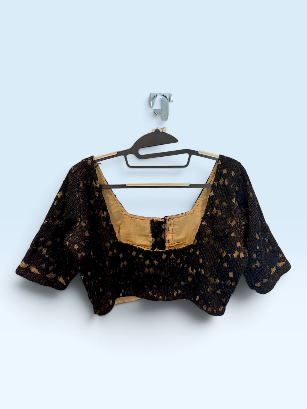 Black Floral Lace Blouse – back view