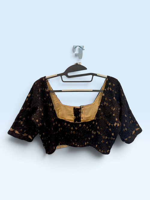Black Floral Lace Blouse – back view
