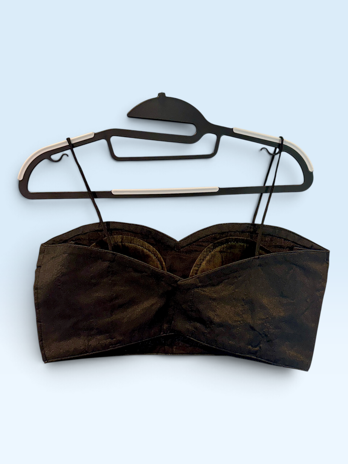 Black Satin Bustier Blouse – back view