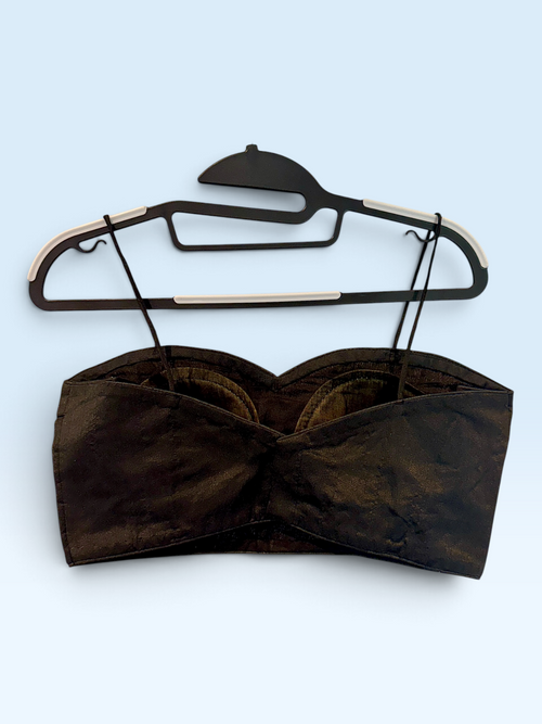 Black Satin Bustier Blouse – back view