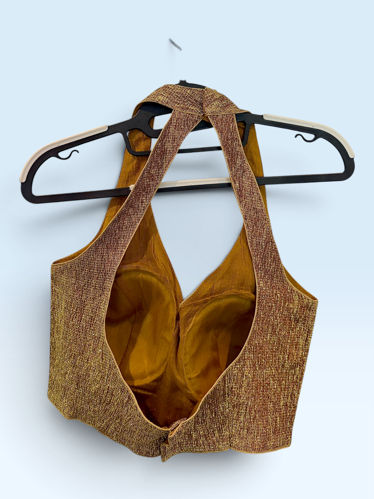 Bronze Metallic Halterneck Blouse – back view