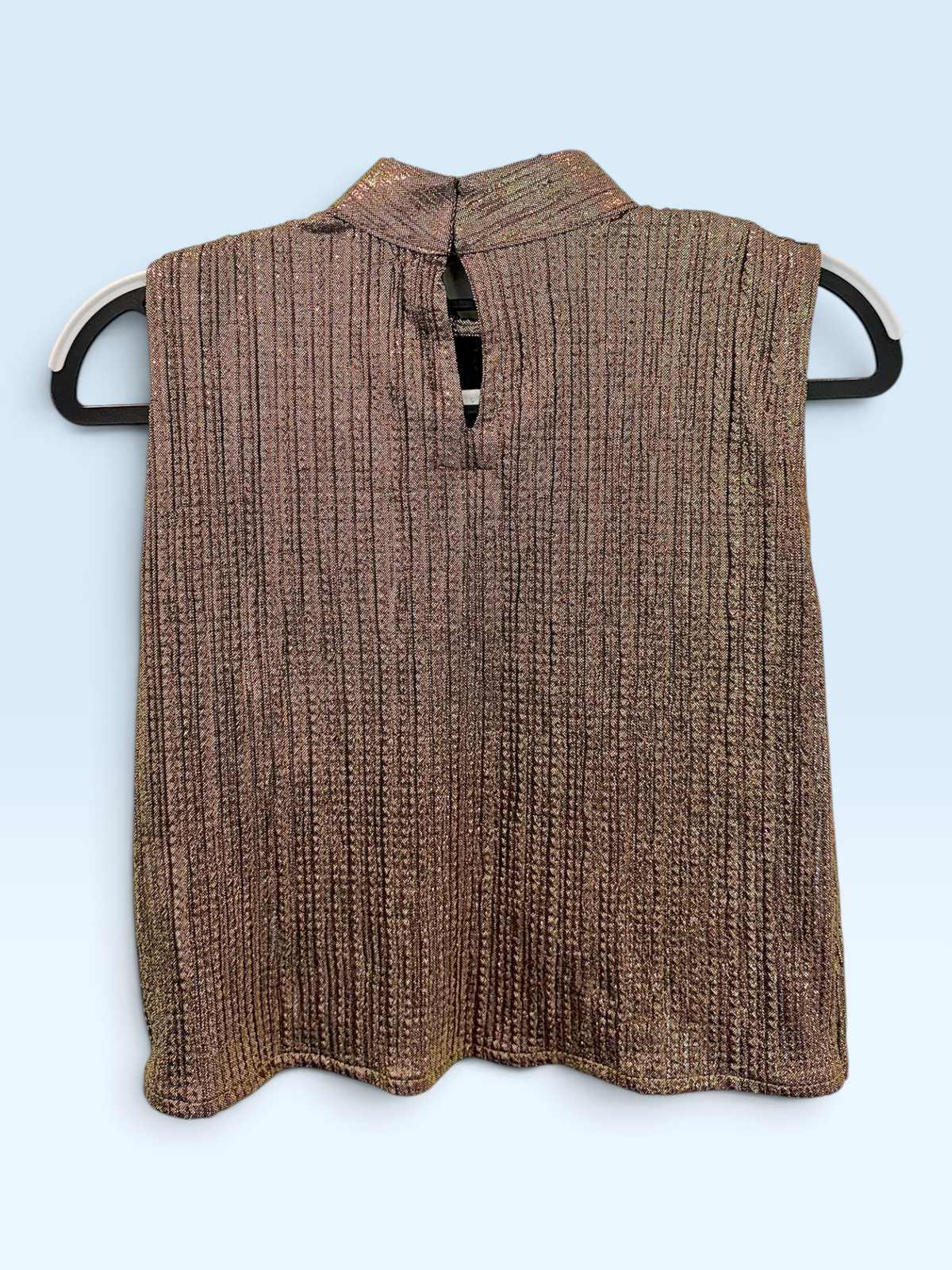 Bronze Metallic High-Neck Blouse – back view