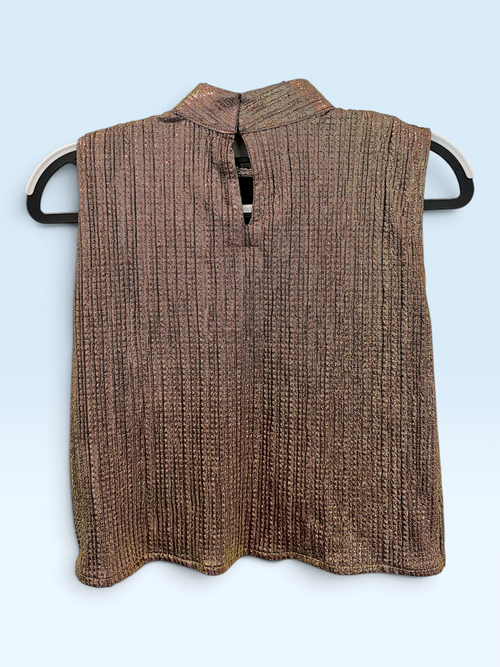Bronze Metallic High-Neck Blouse – back view