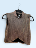 Bronze Metallic High-Neck Blouse – front view