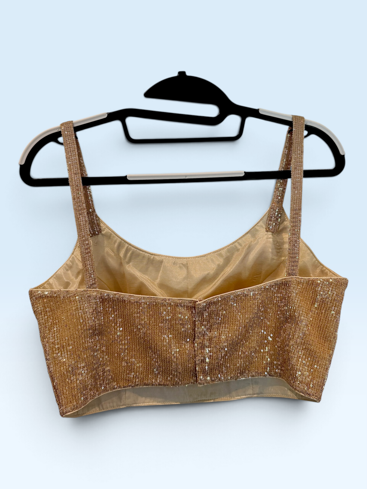 Champagne Gold Sequin Strappy Blouse – back view