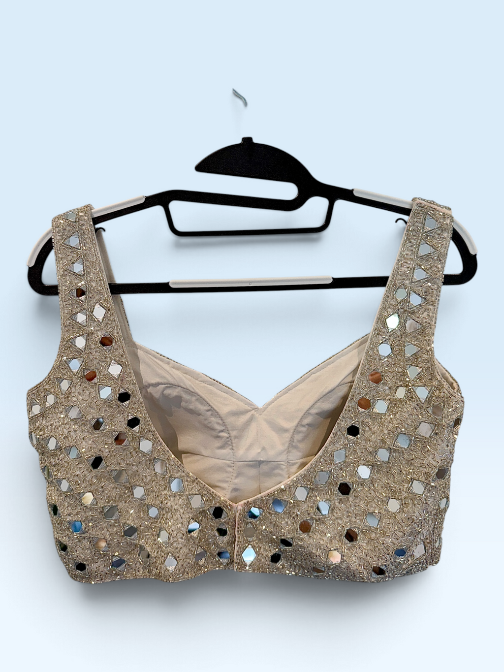 Champagne Mirror-Work Sleeveless Blouse – back view