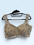 Champagne Mirror-Work Sleeveless Blouse – front view