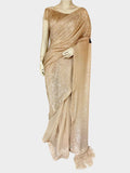 Champagne Sequin Draped Saree – Sabby Clothing