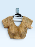 Champagne Sequin V-Neck Blouse – front view