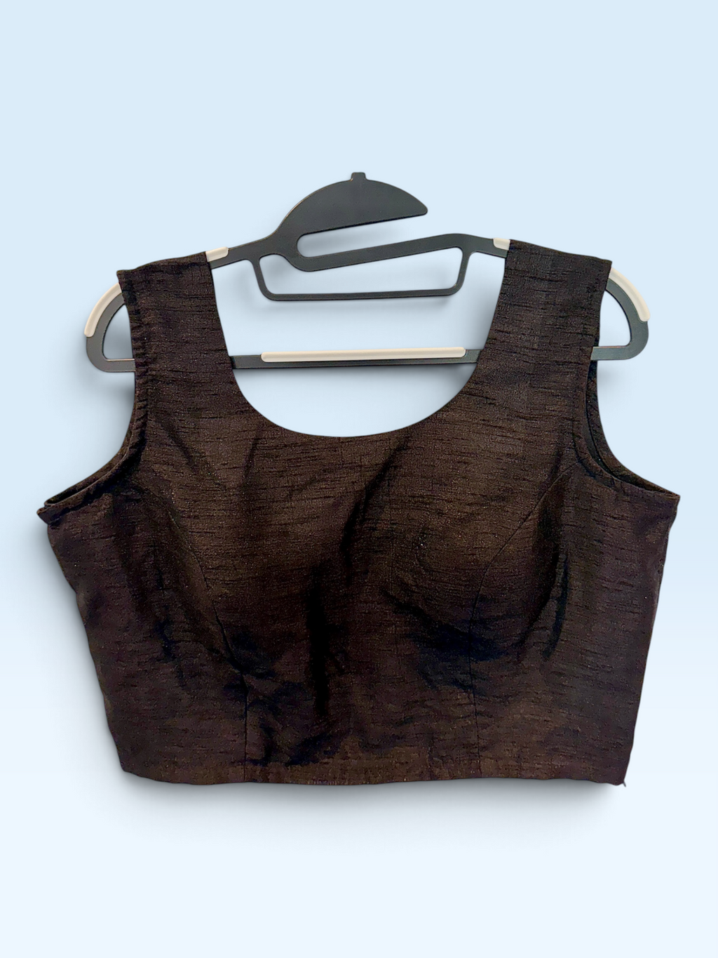 Chocolate Brown Sleeveless Blouse – front view