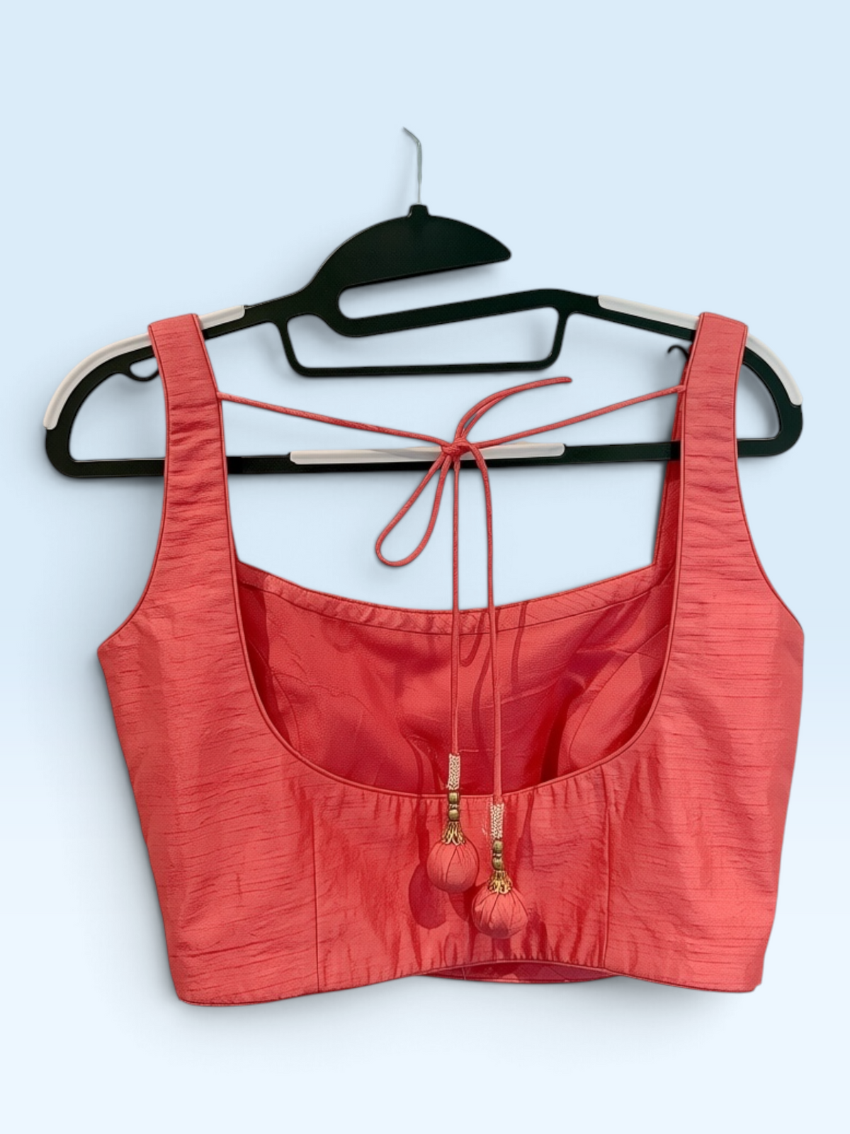 Coral Pink Square-Neck Blouse – back view