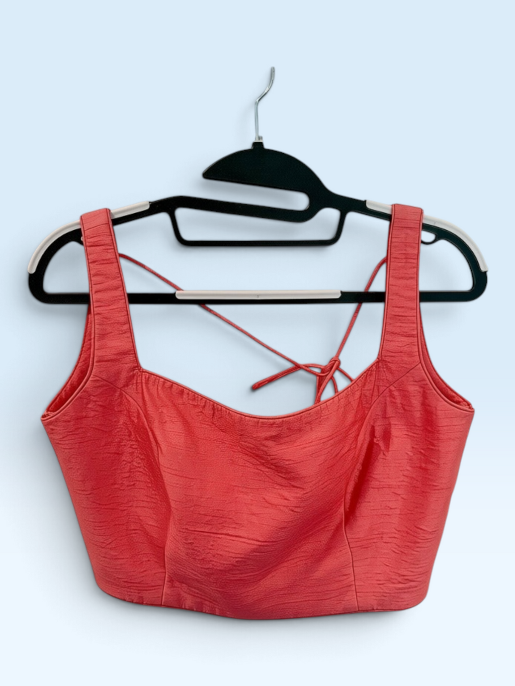 Coral Pink Square-Neck Blouse – front view