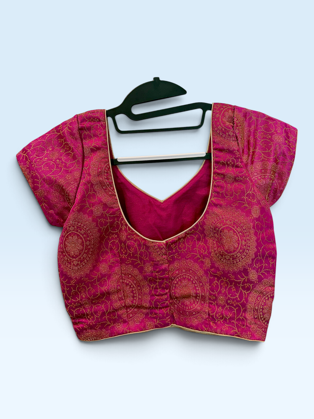 Fuchsia Pink Brocade Blouse – back view