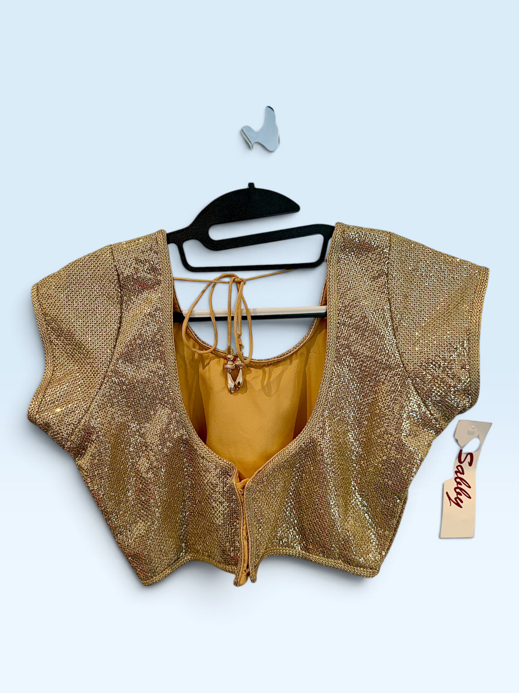 Gold Sequin Statement Blouse – back view
