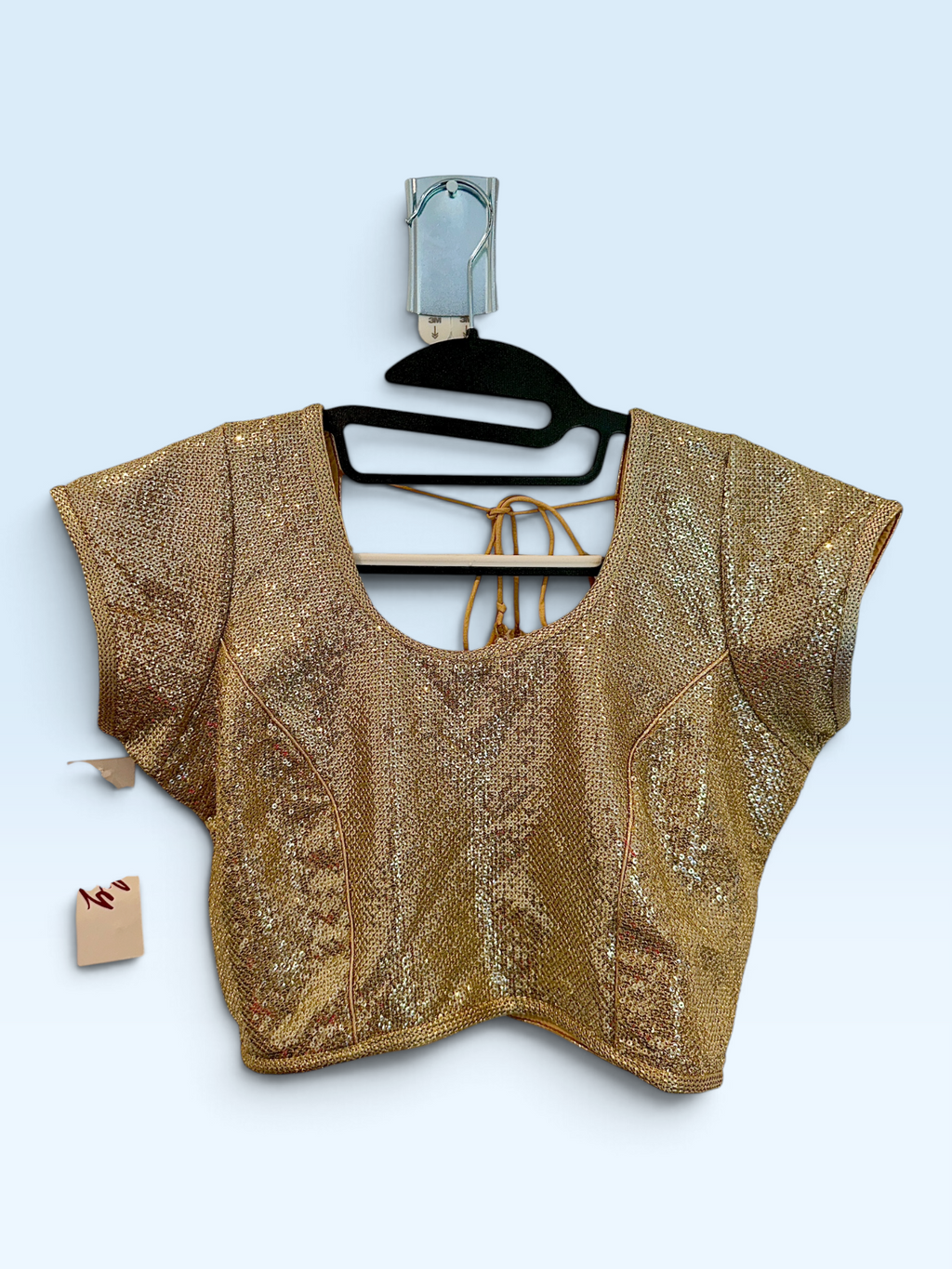 Gold Sequin Statement Blouse – front view