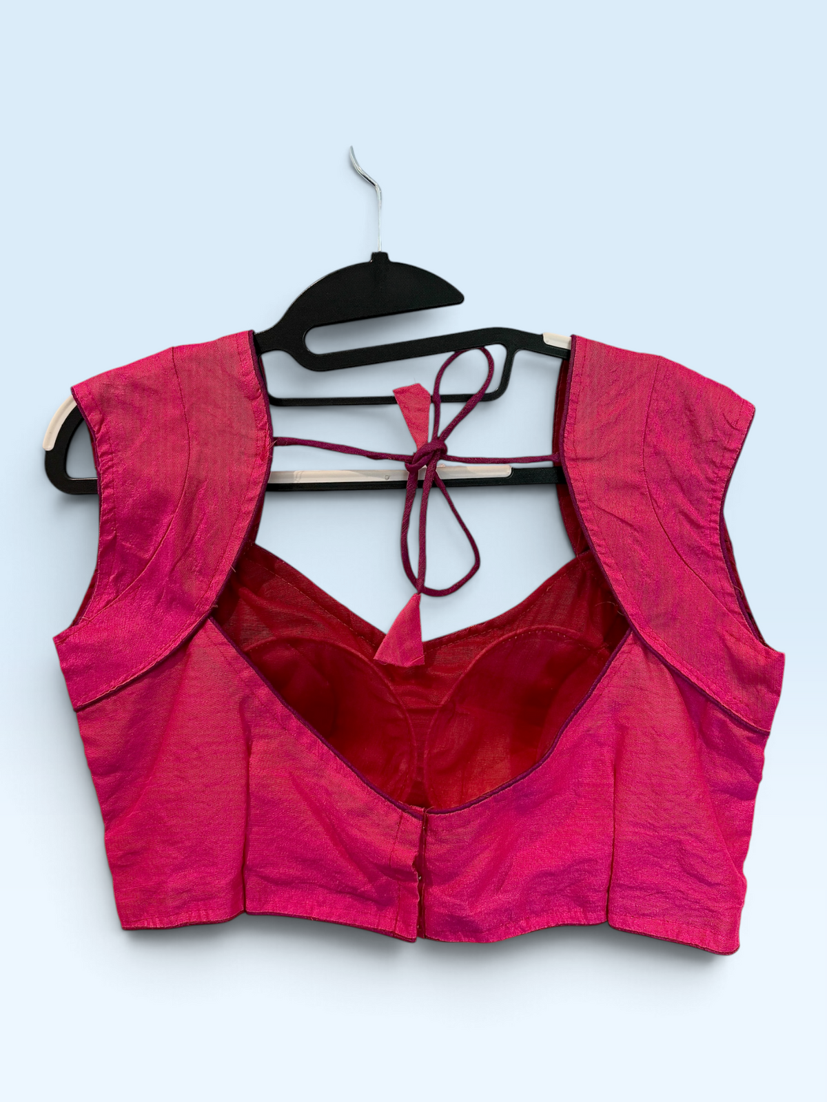 Hot Pink Structured Sweetheart Blouse – back view