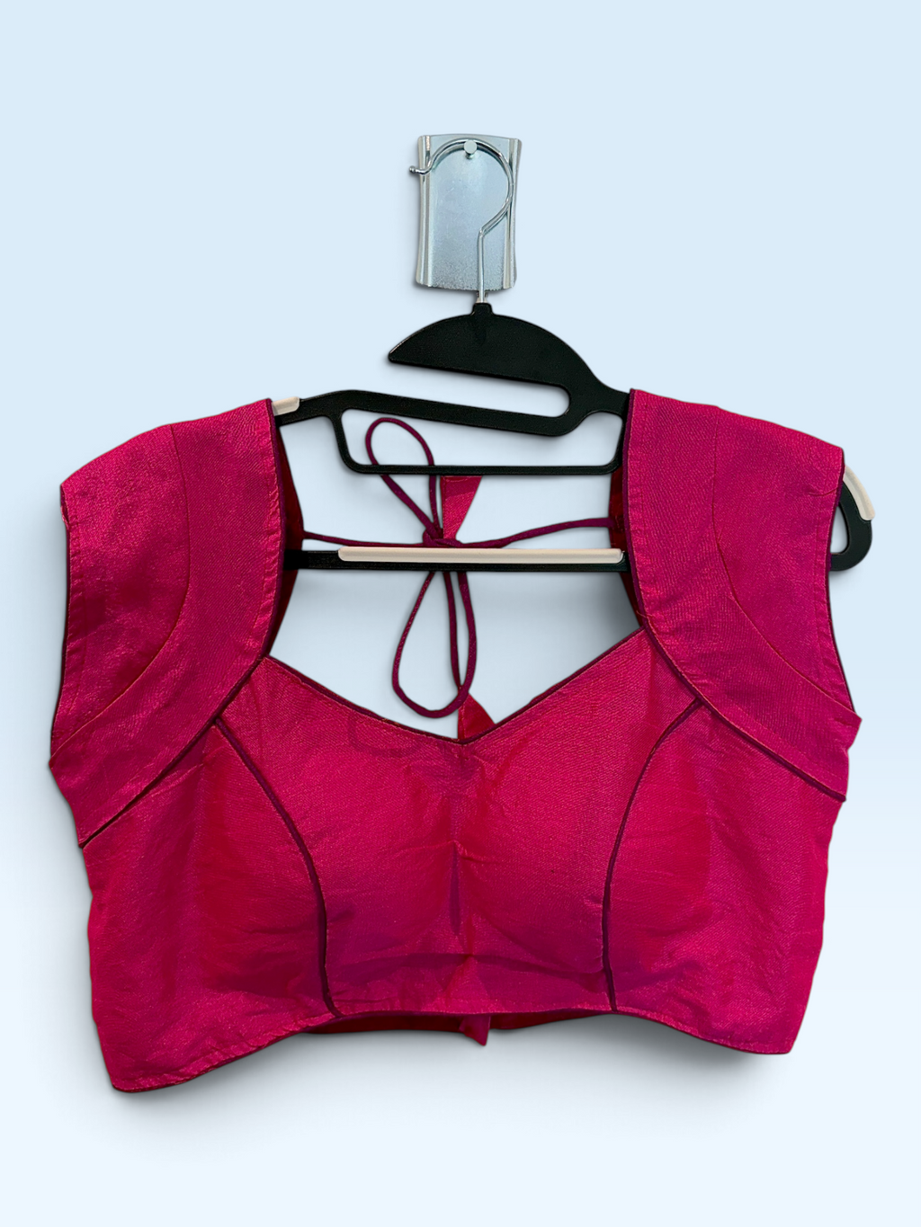 Hot Pink Structured Sweetheart Blouse – front view